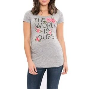 Great Expectations “The World Is Ours” Grey Graphic Maternity Tee Women’s Size L